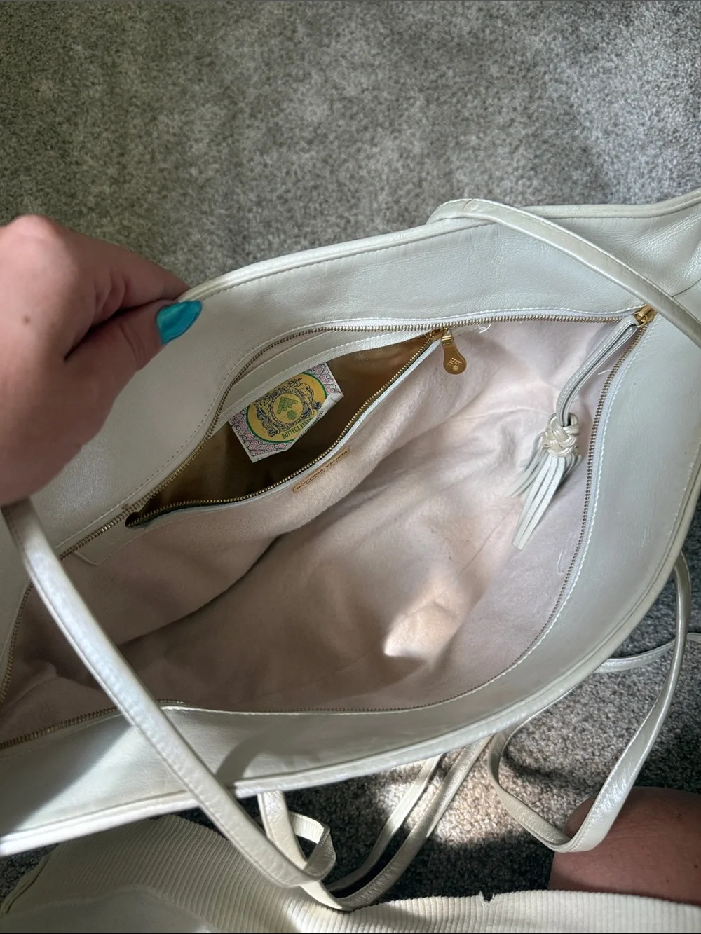 Bottega Veneta Woven Leather Tote in pearl white